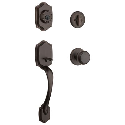 Belleview Handleset with Cove Knob - Deadbolt Keyed One Side - featuring SmartKey